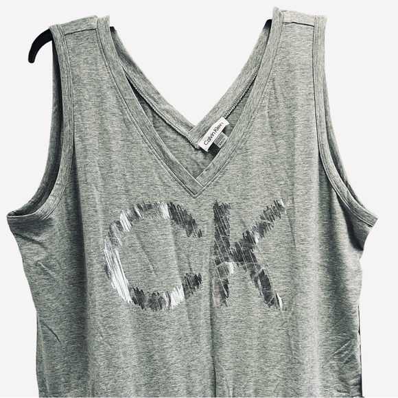 Calvin Klein V-Neck Designer Logo Sleeveless Jumpsuit Romper Gray Womens Size XL - Picture 4 of 9